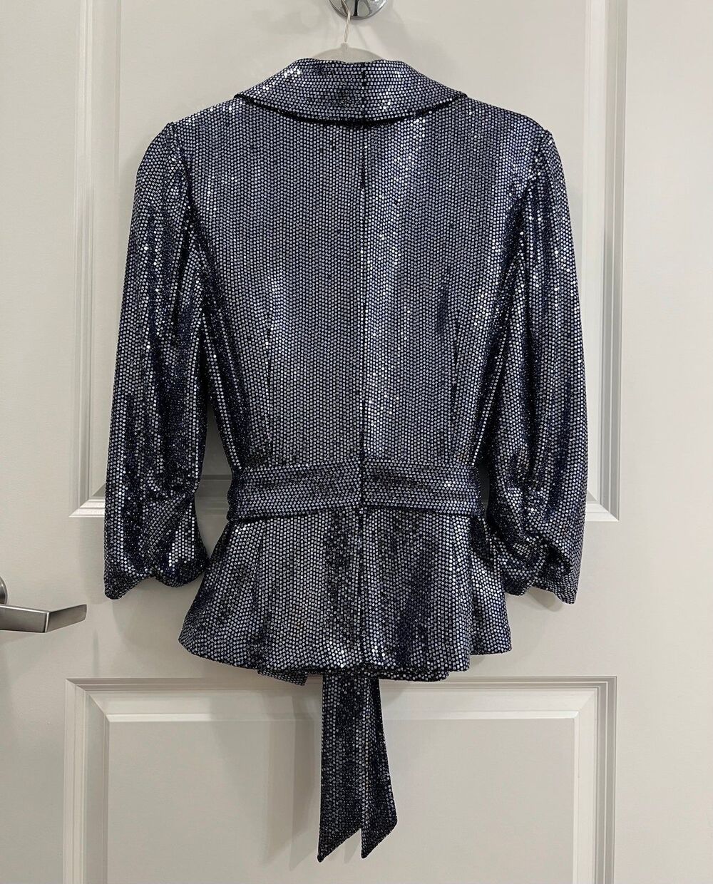 Adrianna Papell Women's Metallic Knit Wrap Top Size 6 - Picture 2 of 12